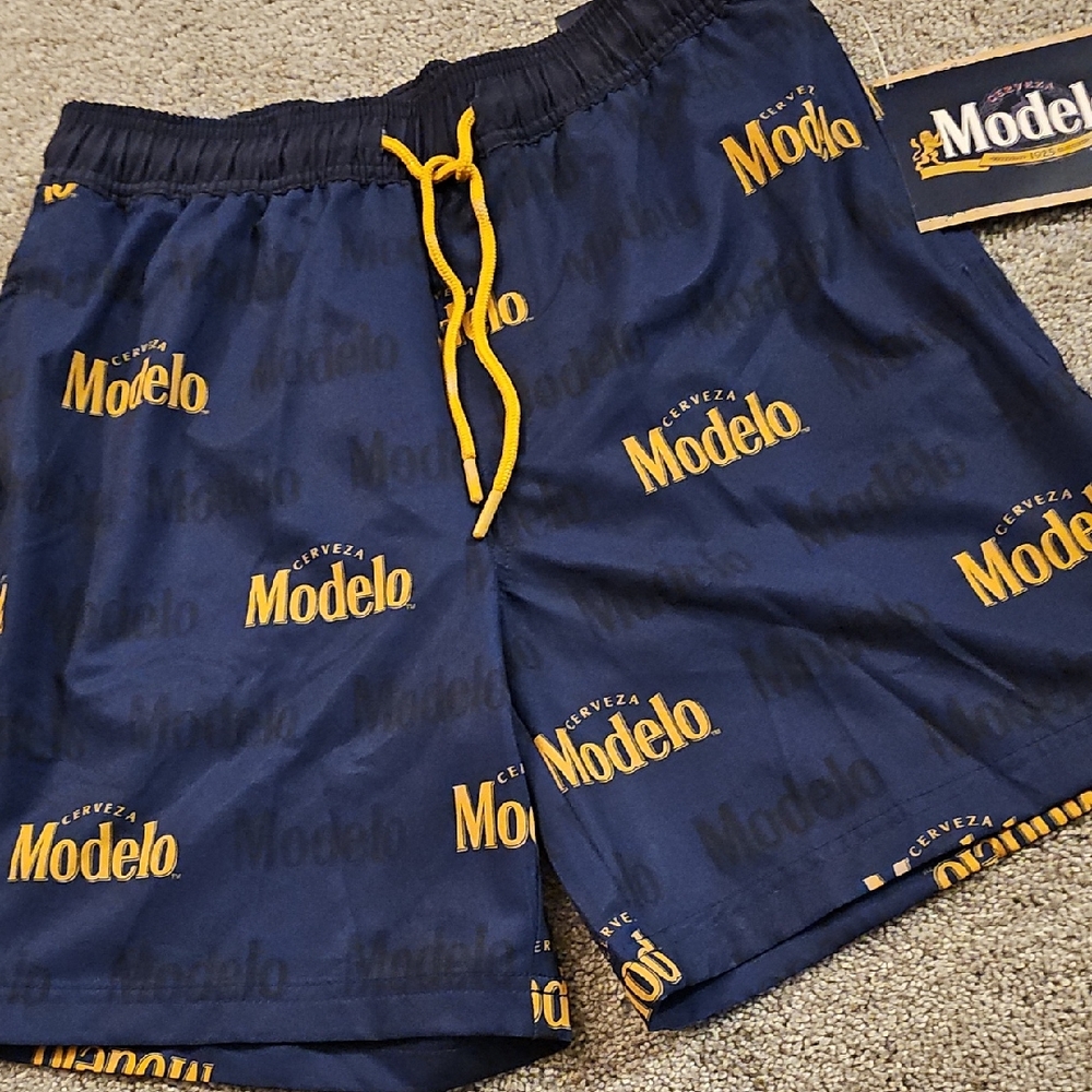 H5🔹️Modelo Men's Blue and Yellow Swim Board Shorts